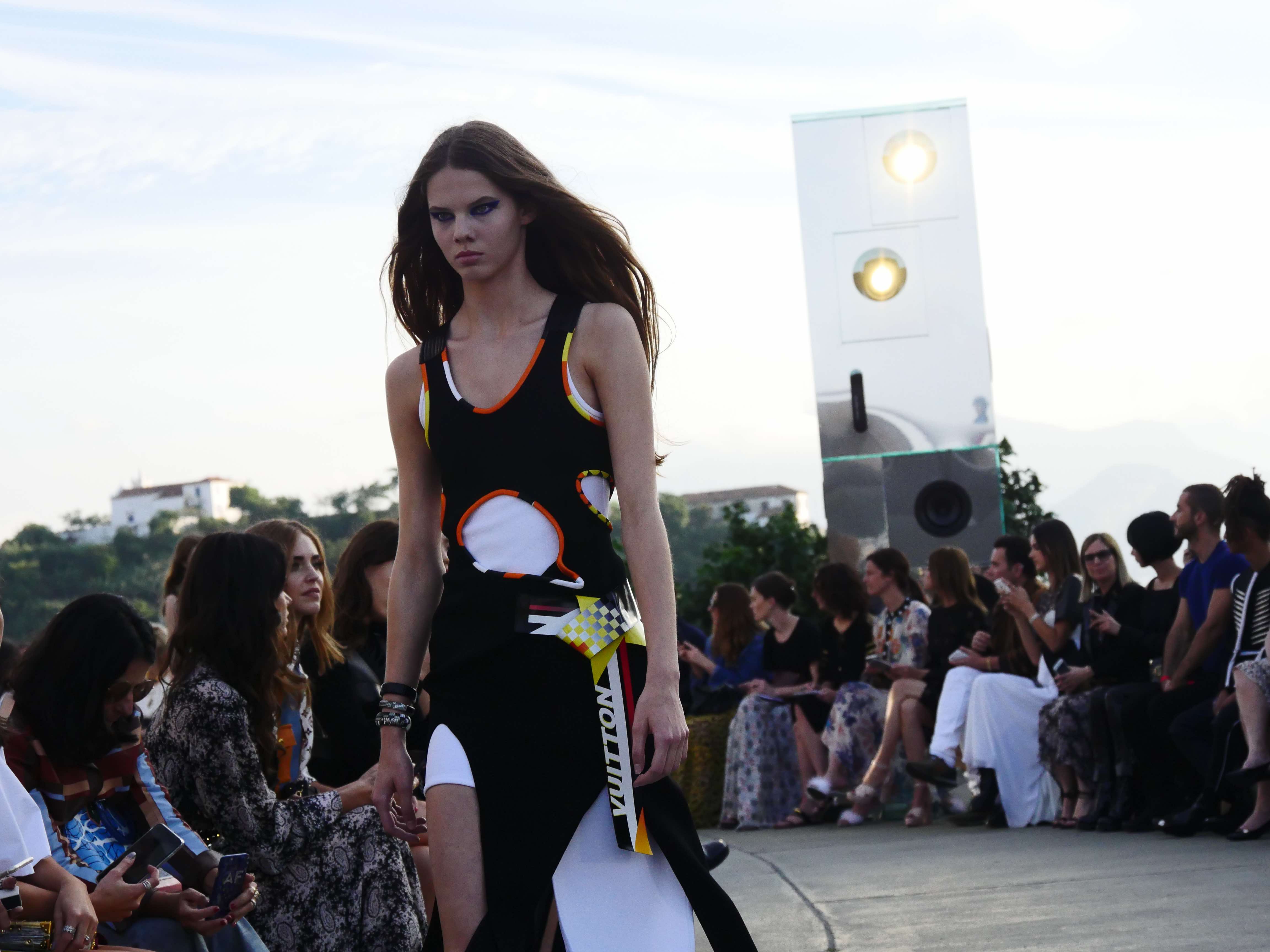 Masha Skokova walks on the runway during the Louis Vuitton Resort